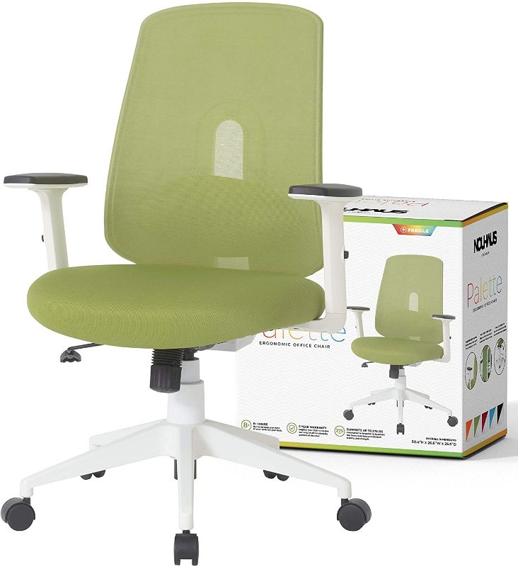 Photo 1 of NOUHAUS Palette Ergonomic Office Chair Comfortable Swivel Computer Desk Chair, Lumbar Adjust Rolling Chair. (Green)
