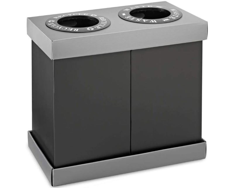 Photo 1 of Alpine Industries Double Recycling Center - Plastic/Cardboard Recycle Trash Bin - Two 28 Gallon Bins - Ideal for Offices, Restaurants, Hospitals, Schools, Cafeterias - 56 Gallons Total Capacity (2 Bins)
