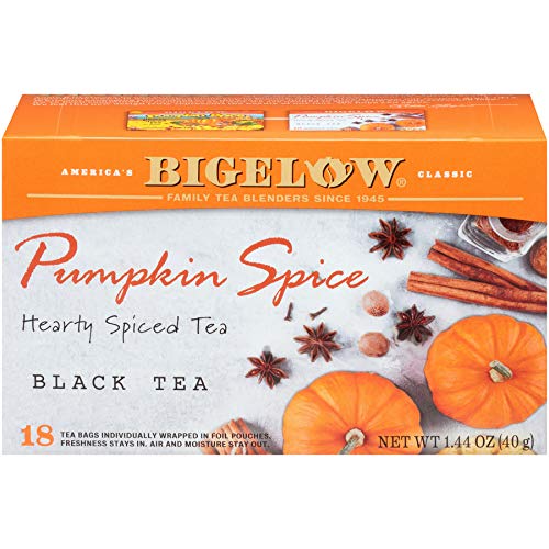 Photo 1 of Bigelow Pumpkin Spice Black Tea, Caffeinated, 18 Count (Pack of 6), 108 Tea Bags Total
