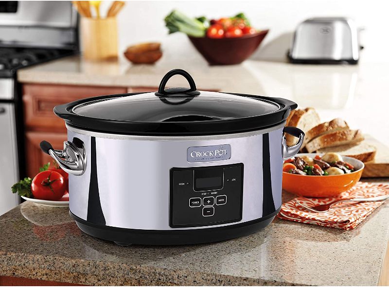 Photo 1 of Crock-Pot 7 Quart Programmable Slow Cooker with Digital Countdown Timer|Polished Platinum
