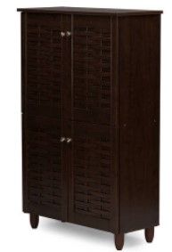 Photo 1 of Baxton Studio Winda Modern and Contemporary 4-Door Dark Brown Wooden Entryway Shoes Storage Cabinet BOX 1 OF 2