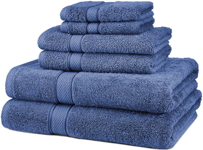 Photo 1 of Amazon Brand – Pinzon 6 Piece Blended Egyptian Cotton Bath Towel Set - Wedgewood
