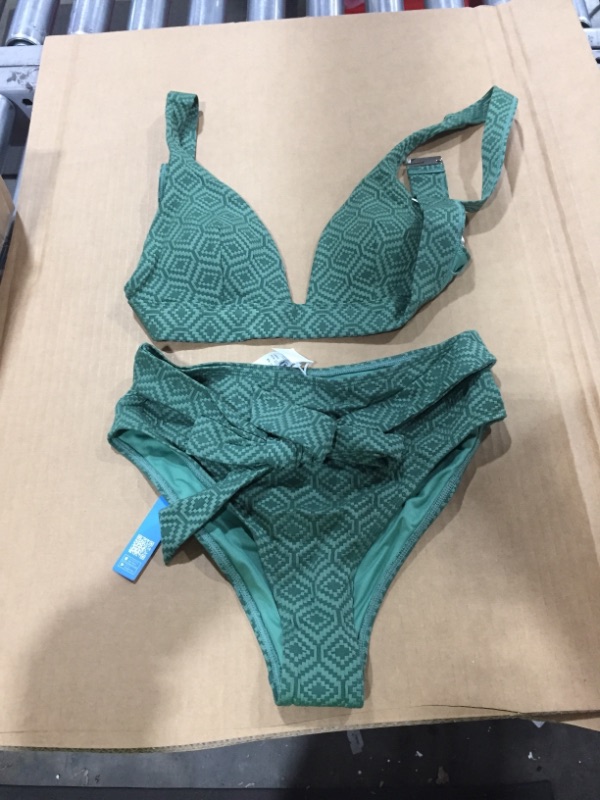 Photo 2 of Armani Green Back Hook High Waisted Bikini Small 
