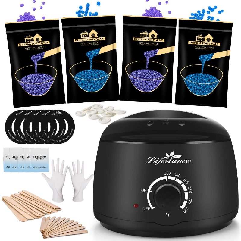 Photo 1 of Lifestance Waxing Kit Hair Removal Starter Wax Warmer Kit with 47 Wax Accessories Relaxing Lavender Formulas Hard Stripless Wax Beads for Full Body Legs Face Armpit Bikini Brazilian
