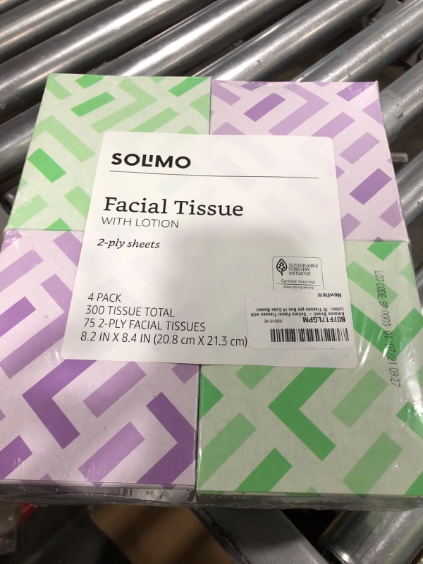 Photo 2 of  - Solimo Facial Tissues with Lotion, 75 Tissues per Box (4 Cube Boxes)
