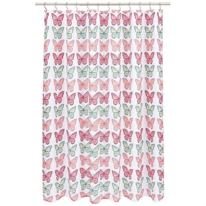 Photo 1 of Amazon Basics Fun and Playful Butterfly Friends Kids Microfiber Bathroom Shower Curtain - Butterfly Friends, 72 Inch
