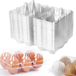 Photo 1 of 50 Packs Egg Cartons,Clear Eco-friendly Plastic Blank Egg Cartons,Holds 6 Eggs Securely,Perfect for Family Pasture Farm Markets Display - Medium
