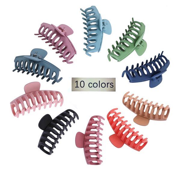 Photo 1 of 10 Colors Hair Big Claw Clips 4 Inch Matte Nonslip Large Hair Clamps Fit Thin Hair and Thick Hair
