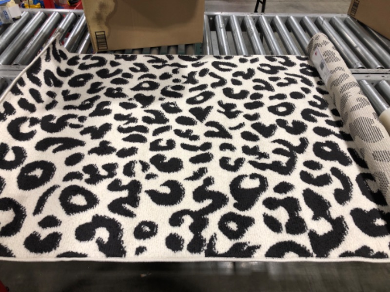 Photo 2 of Dark Gray Coraline Leopard Printed Area Rug
