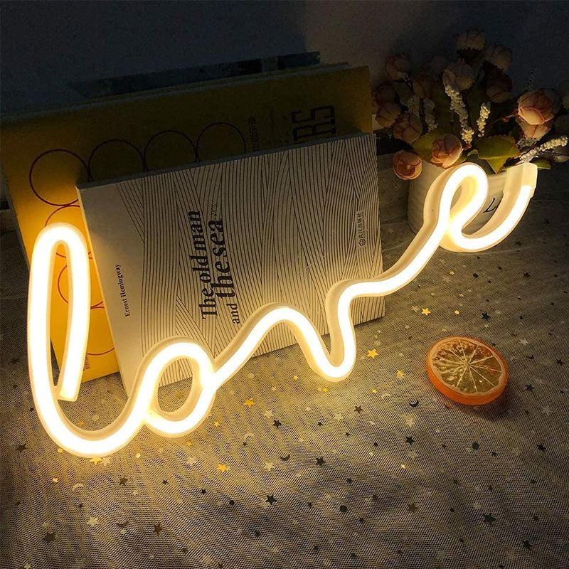 Photo 1 of iceagle Love Neon Signs for Wall Decor,USB or Battery Decor Light,Neon Light for Bedroom,LED Neon Decorative Lights for Christmas,Party,Girls Living Room(Warm White)

