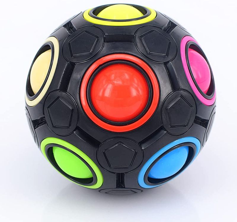 Photo 1 of LiangCuber Rainbow Ball Magic Cube Puzzle Toy Magic Rainbow Ball Cube Brain Teaser with 11 Rainbow Colors(Black Version)
