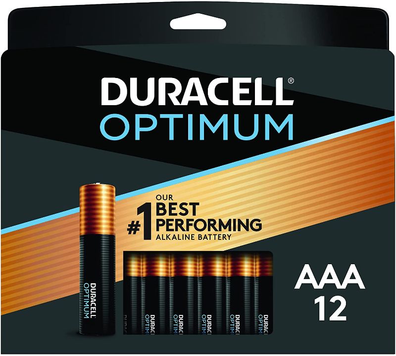 Photo 1 of Duracell Optimum AAA Batteries | 12 Count Pack | Lasting Power Triple A Battery | Alkaline AAA Battery Ideal For Household And Office Devices | Resealable Package For Storage

