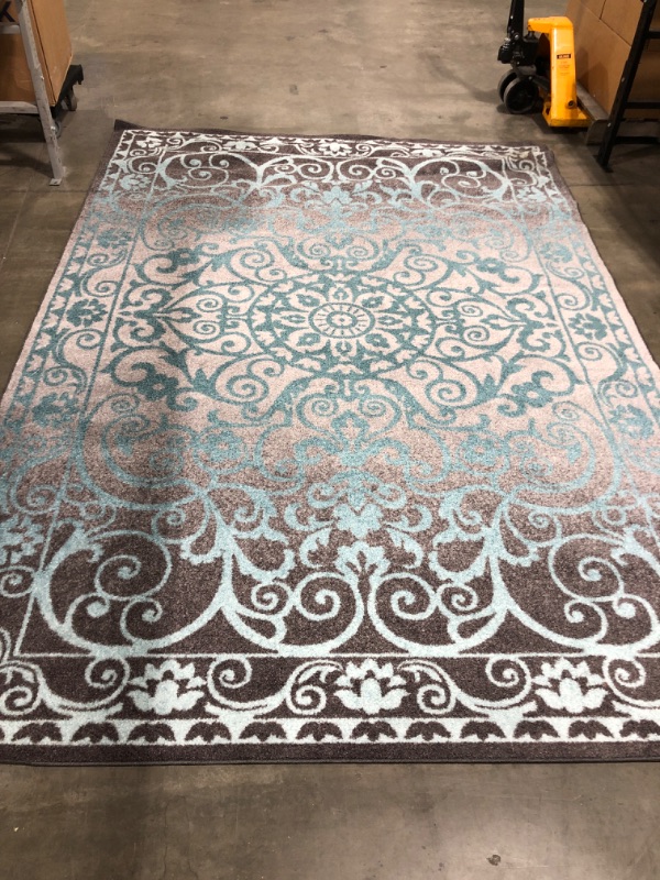 Photo 1 of Blue/Black/Ivory/Silver Faded Distressed Rug SIZE 120"X 84"