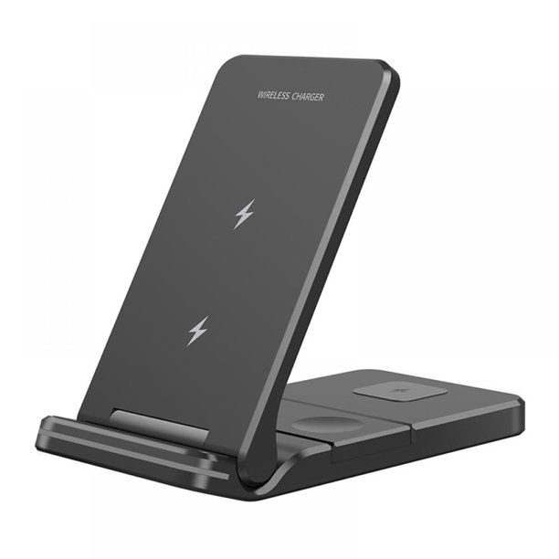 Photo 1 of Wireless Charger, Foldable 3 In 1 Qi-Certified 15W Fast Charging Station for Air Pods/Watch Se/6/5/4/3/2/1, Charging Stand for IPhone 12/11/11pro/X/XS/XR/Xs/for Samsung
