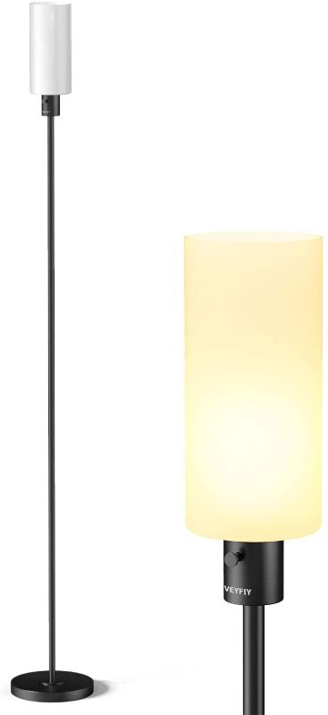 Photo 1 of 
VEYFIY Floor Lamp, Lamps for Bedroom and Living Room, Modern Standing Light with Glass Lampshade, Industrial 68 inches Tall Lamp with E26 Socket, Light for Work, Reading, Black (Bulb Not Included)
