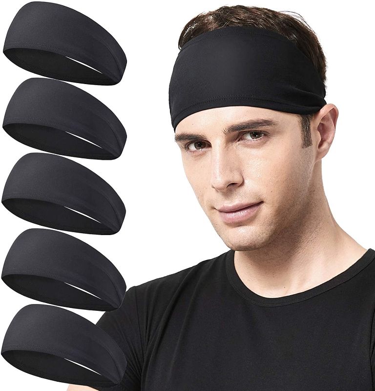 Photo 1 of Acozycoo Mens Running Headband,3 Pack,Mens Sweatband Sports Headband for Running,Cycling,Basketball,Yoga,Fitness Workout Stretchy Unisex Hairband
