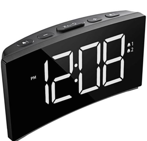 Photo 1 of Pictek Digital Alarm Clocks Bedside Mains Powered LED Clock with 5" Curved Screen