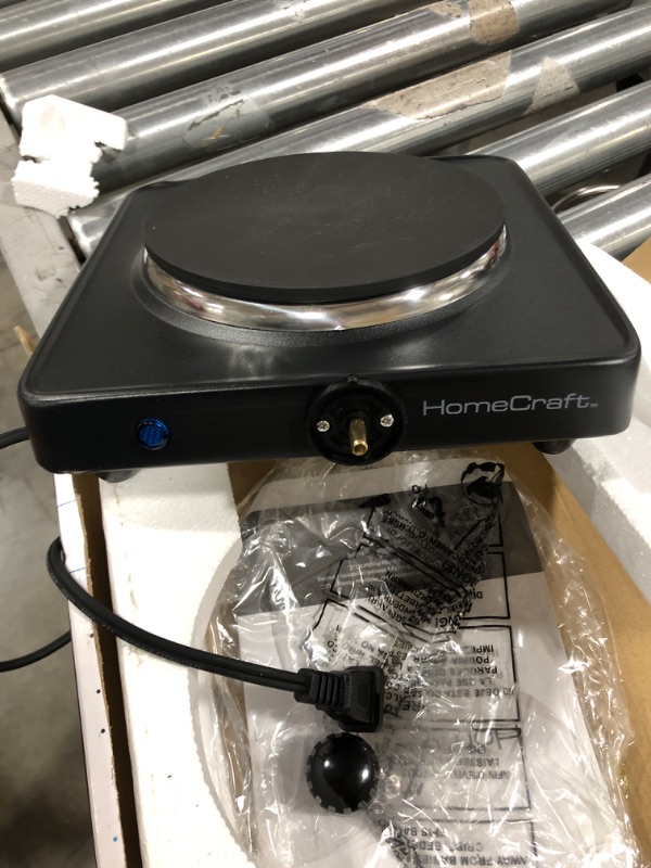 Photo 2 of HomeCraft HCSB75BK Portable Countertop Single Burner Hot Plate Electric Cooktop, 750 Watts, Adjustable Temperature Control, Black
