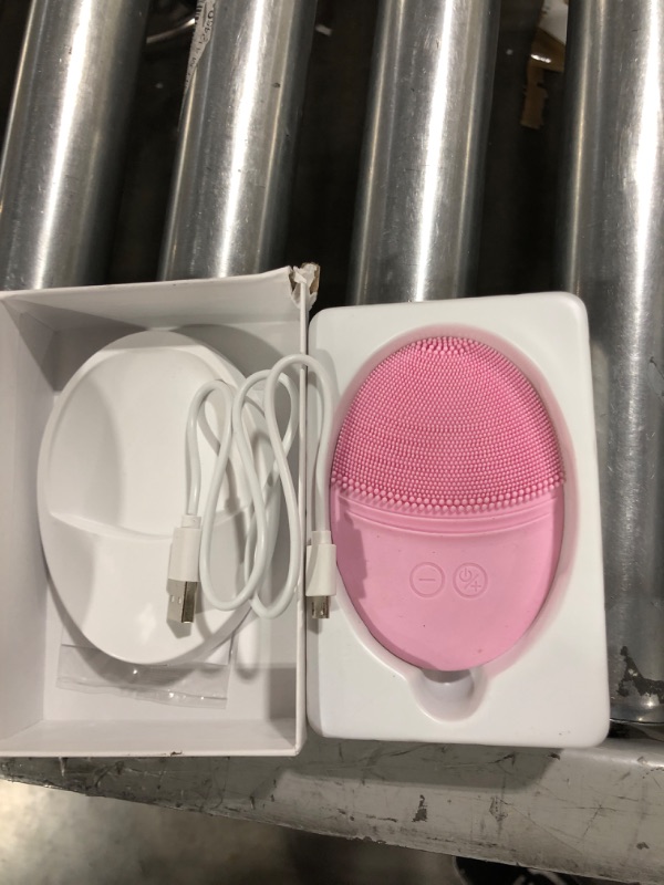 Photo 2 of Sonic Facial Cleansing Brush made with Ultra Hygienic Soft Silicone, Waterproof Sonic Vibrating Face Brush for Deep Cleansing, Gentle Exfoliating and Massaging, Inductive charging(Pink)