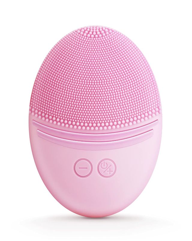 Photo 1 of Sonic Facial Cleansing Brush made with Ultra Hygienic Soft Silicone, Waterproof Sonic Vibrating Face Brush for Deep Cleansing, Gentle Exfoliating and Massaging, Inductive charging(Pink)