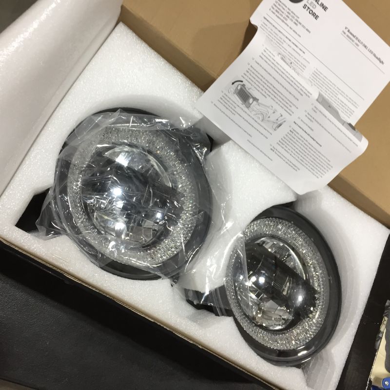 Photo 2 of 9" Round LED Headlights Replacement for Jeep Wrangler JL Gladiator JT 2018+ [DOT] [Black-Finish] [HALO DRL] [Plug n Play] [IP67 Waterproof] Compatible with Jeep Wrangler JL Gladiator Accessories