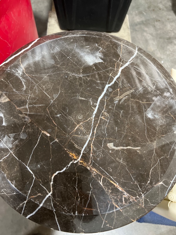 Photo 1 of MARBLE TOP END TABLE 23 Height 15 DIAMETER Inches