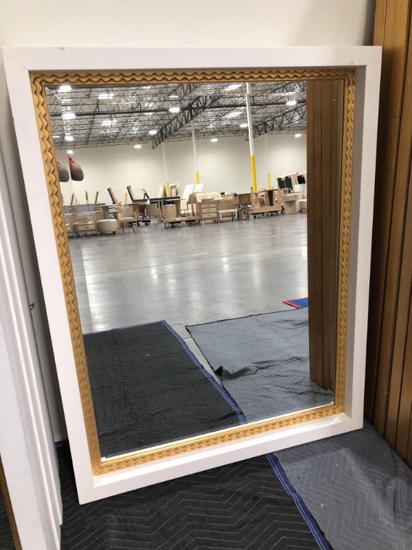 Photo 2 of WHITE FRAME GOLD BORDER MIRROR 4FT X 4FT