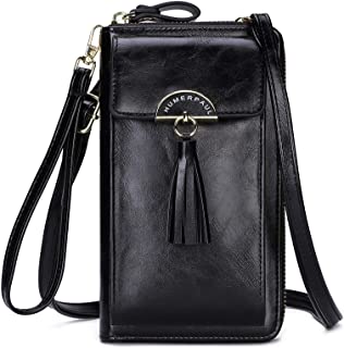 Photo 1 of Leather Crossbody Cellphone Bag Wallet for Women RFID Blocking Small Handbag Zipper Wallet Credit Card Purse with 2 Straps

