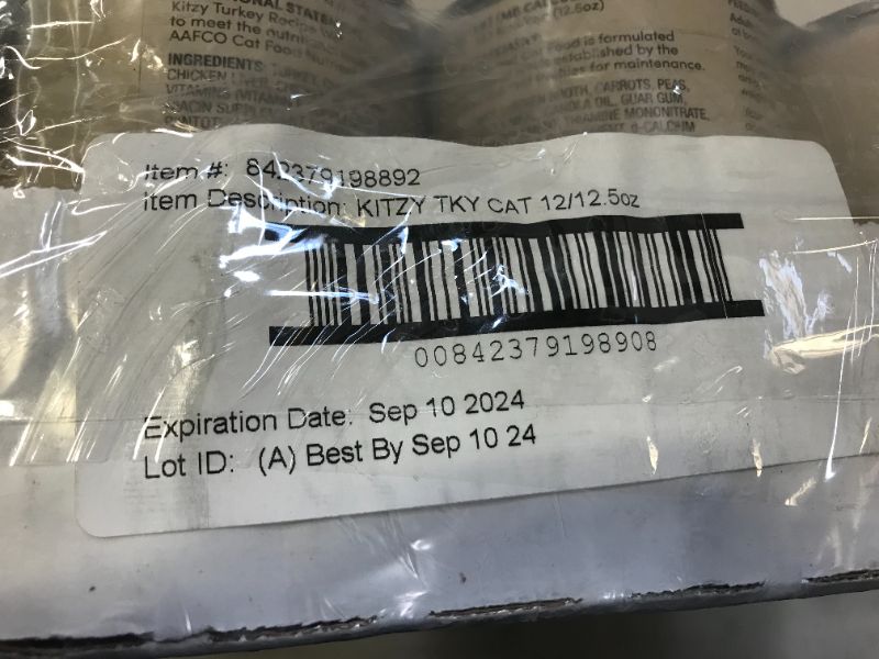 Photo 3 of Brand - Kitzy Wet Cat Food Paté No Added Grain Turkey Recipe 12.5 oz cans Pac...
EXP SEPT 2024 DAMAGES TO PACKAGING DENT ON CAN