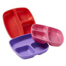 Photo 1 of ECR4Kids My First Meal Pal Divided Plates, Berry, Set of 3