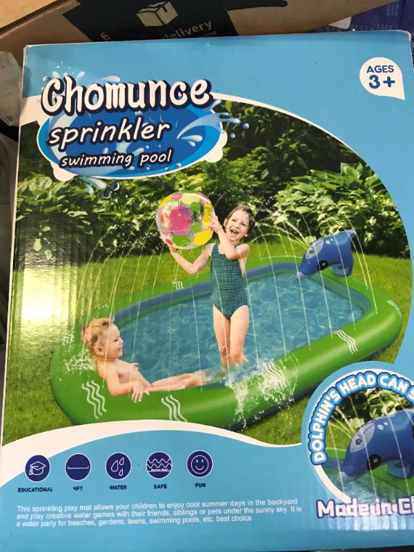Photo 2 of Chomunce Splash Pad for Kids Inflatable Sprinkler Pool Outdoor Water Toys for Kid Ages 4-8 Summer Swimming Outside 3-in-1 Upgraded Spray Mat Birthday Gifts for 1 2 3 4 5 6 7 Years Old Boys and Girls
