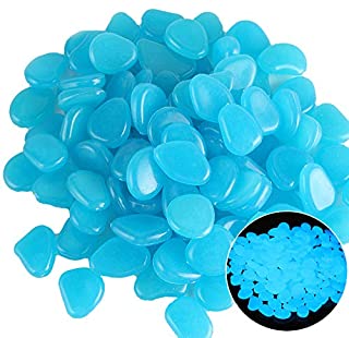 Photo 1 of BAOYUAN 200PCS Luminous Stone Glows in The Dark. Pebble is Suitable for Outdoor Decoration Garden Lawn Courtyard Driveway Plant Aquarium Decorative Stone (200PCS, Blue)
