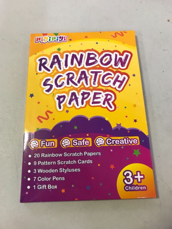 Photo 2 of QXNEW Art and Craft Gift for Kids - Magic Scratch Rainbow Paper Art Set for Girls Boys Activity Coloring Doodle Drawing Pad Card Board Supply Kit for Children Teen Birthday Toy
