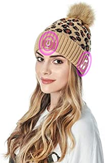 Photo 1 of HonFHena Voice Control Bluetooth Beanie, Wireless Bluetooth 5.0 Leopard Beanie Music Hat for Women
