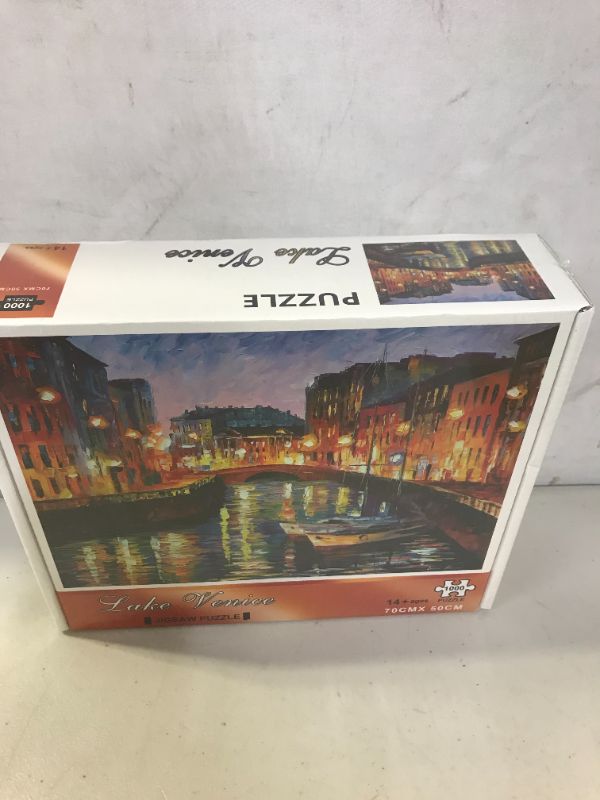 Photo 2 of 1000 Piece Jigsaw Puzzles for Adults, Large 70cm x 50cm 1000 Piece Puzzle Educational Game Toys and Unique Artwork for Families Adults Teens Age of 14 +, Venice Lake Side Oil Painting
