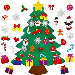 Photo 1 of Kingovalley 3.1ft DIY Felt Christmas Tree Set, DIY Felt Xmas Tree with 25Pcs Glitter Ornaments, Christmas Door Wall Hanging Decorations for Kids, Toddler, Xmas Gifts Party Supplies
