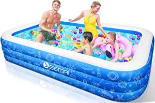 Photo 1 of Semai Family Inflatable Swimming Pool, 118"x72"x20" Full-Sized Inflatable Lounge Pool for Kiddie, Kids, Adults, Toddlers for Ages 3+ ,Swimming Pool for Backyard,Outdoor ?Blue+White?
