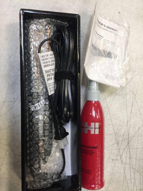 Photo 3 of CHI Original Ceramic 1" Straightening Hairstyling Iron with Iron Guard Thermal Protection Spray, 1 Set
