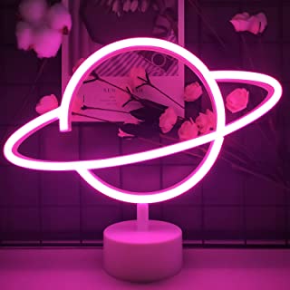 Photo 1 of eyeJOY Led Planet Neon Signs Pink Kids Neon Lights Decorative Holder Base Signs for Bedroom,Living Room,Home Decor
