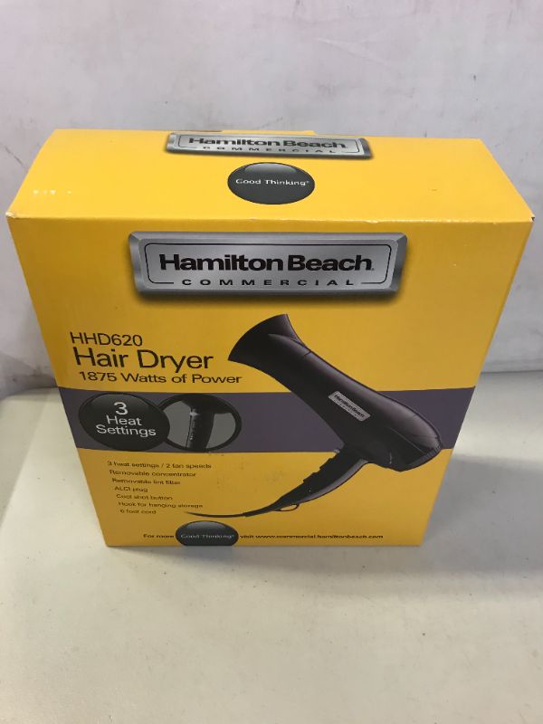 Photo 2 of Hamilton Beach Commercial Hand Held Blow Hair Dryer, Black, 120 Volt, HHD620 FACTORY SEALED 