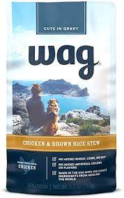 Photo 1 of Amazon Brand - Wag Wet Dog Food Topper (Chicken/Lamb and Brown Rice Stew), 5.3 oz Pouches (Pack of 12)
