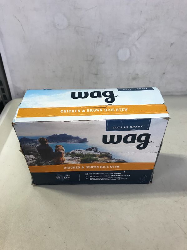 Photo 2 of Amazon Brand - Wag Wet Dog Food Topper (Chicken/Lamb and Brown Rice Stew), 5.3 oz Pouches (Pack of 12)
