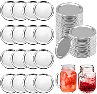 Photo 1 of 100 Packs Canning Lids, Wide Mouth Mason Jar Lids, Reusable and Leak Proof Stainless Steel Wide Mouth Mason Storage Canning Lids,for Food Storage Canning Jar Lids (3.39 in/8.6cm, Silver)
