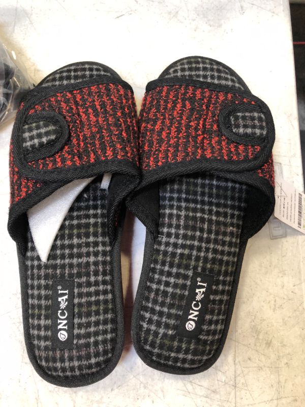 Photo 2 of ONCAI MEN'S COZY MEMORY FORM SLIPPERS OPEN TOE SLIDES WITH COMFORT ARCH SUPPORT FOR MEN'S SIZE 8.5