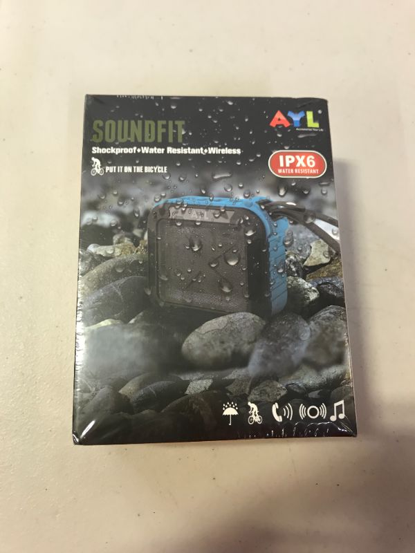 Photo 1 of AYL Soundfit Bluetooth Shower Speaker - Certified Waterproof - Wireless, Easy Pairing with All Bluetooth Devices, Phones, Tablets, Computers (Ocean Blue)
FACTORY SEALED SHUT BRAND NEW 
