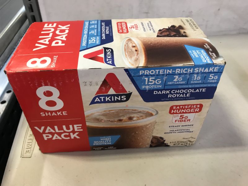 Photo 2 of Atkins Gluten Free Protein-Rich Shake, Dark Chocolate Royale, Keto Friendly, 8 Count (Ready to Drink) EXP JULY 2022