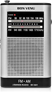 Photo 1 of Bon Venu AM FM Pocket Radio Transistor Shower Radio– Portable – Superior Reception, High Clarity & Pleasant Sound – Telescopic FM & Magnetic AM Antenna – Built-in Speaker – Earphones Jack
