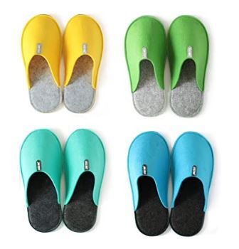 Photo 1 of Lucky Sign Indoor Guest Slippers, Unisex Felt Slipper Set of 4 Size, Guest Slippers, House Slippers for Guests 