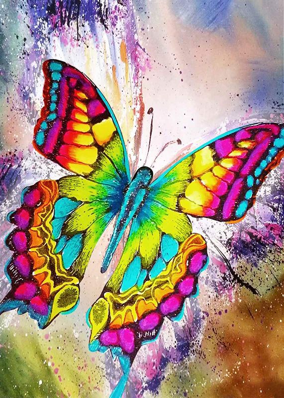 Photo 1 of 5D Diamond Painting Kits for Adults Kids Luminous DIY Full Drill Diamonds Art Butterfly Animal Painting by Number Craft Work Accessories Rhinestone Diamonds for Indoor Wall Decor(15.75x11.8inches)
