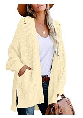 Photo 1 of GRAPENT Women's Open Front Cable Knit Casual Sweater Cardigan Loose Outwear Coat Medium Beige